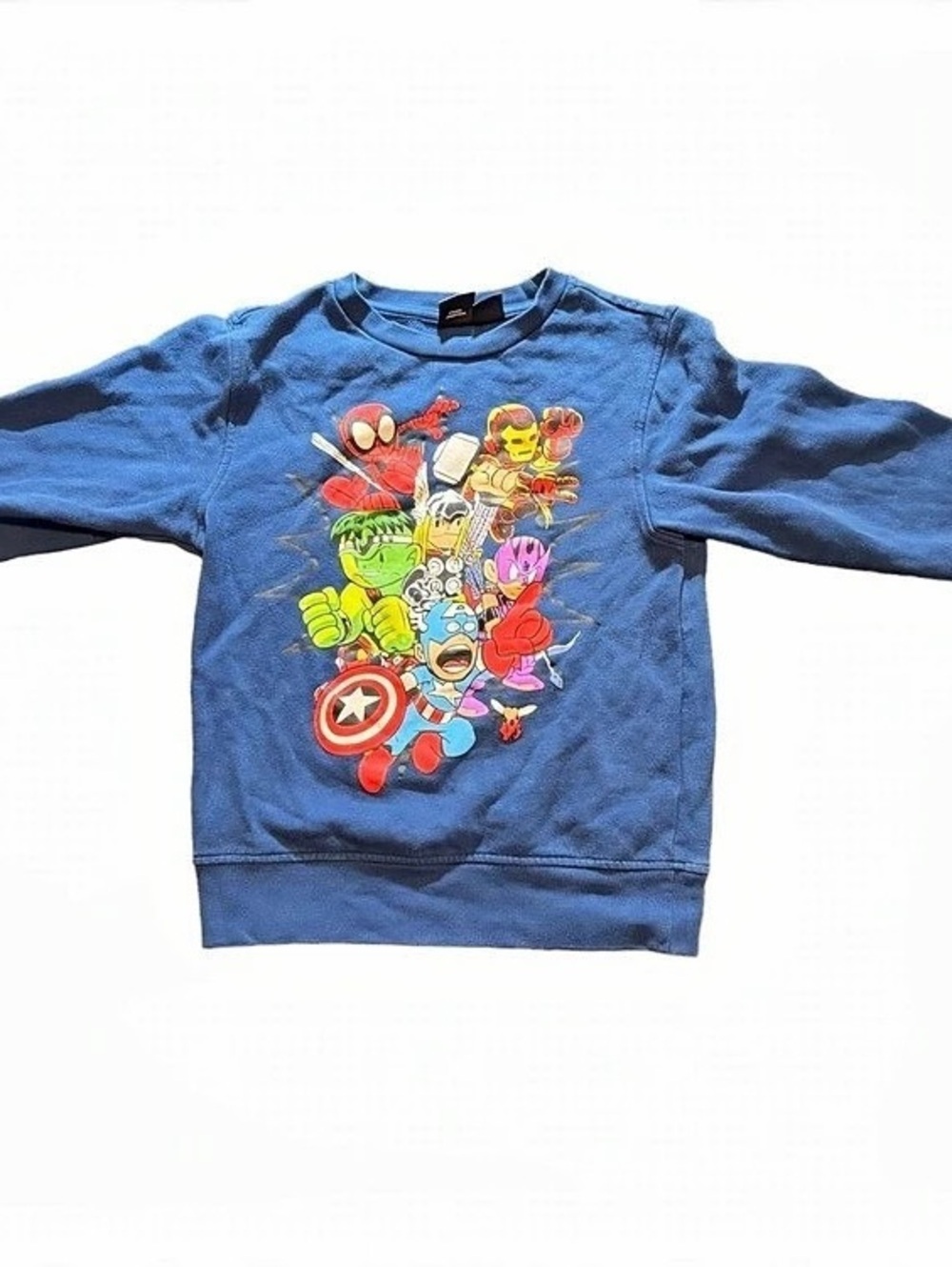 Marvel Avengers Chibi Superheroes Blue Crewneck Sweatshirt Kids M